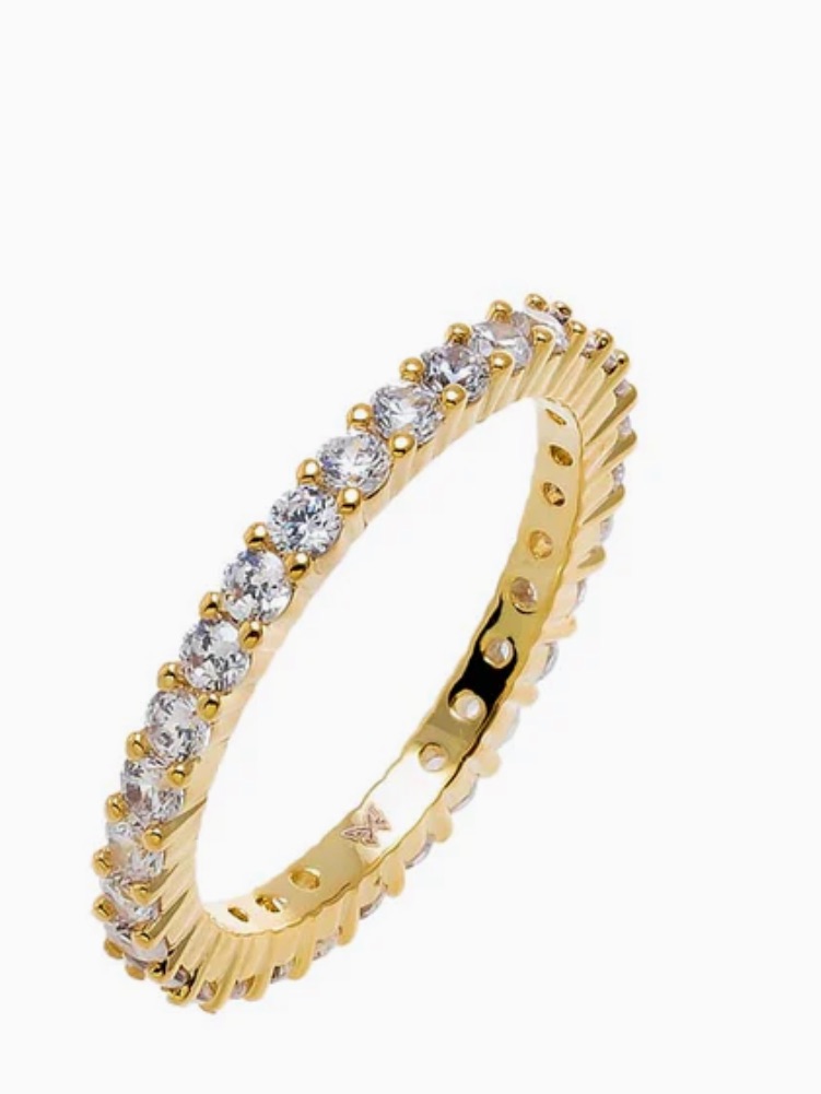 Adina Eden Gold Plated Cz Eternity Ring With Clear Stones